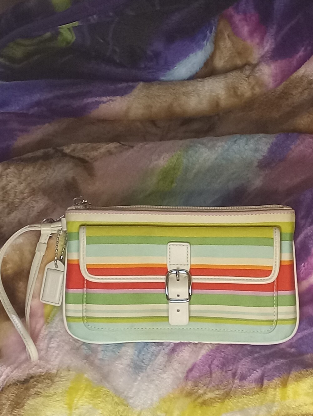 Coach Vintage Hampton Multi Striped Wrislet EUC